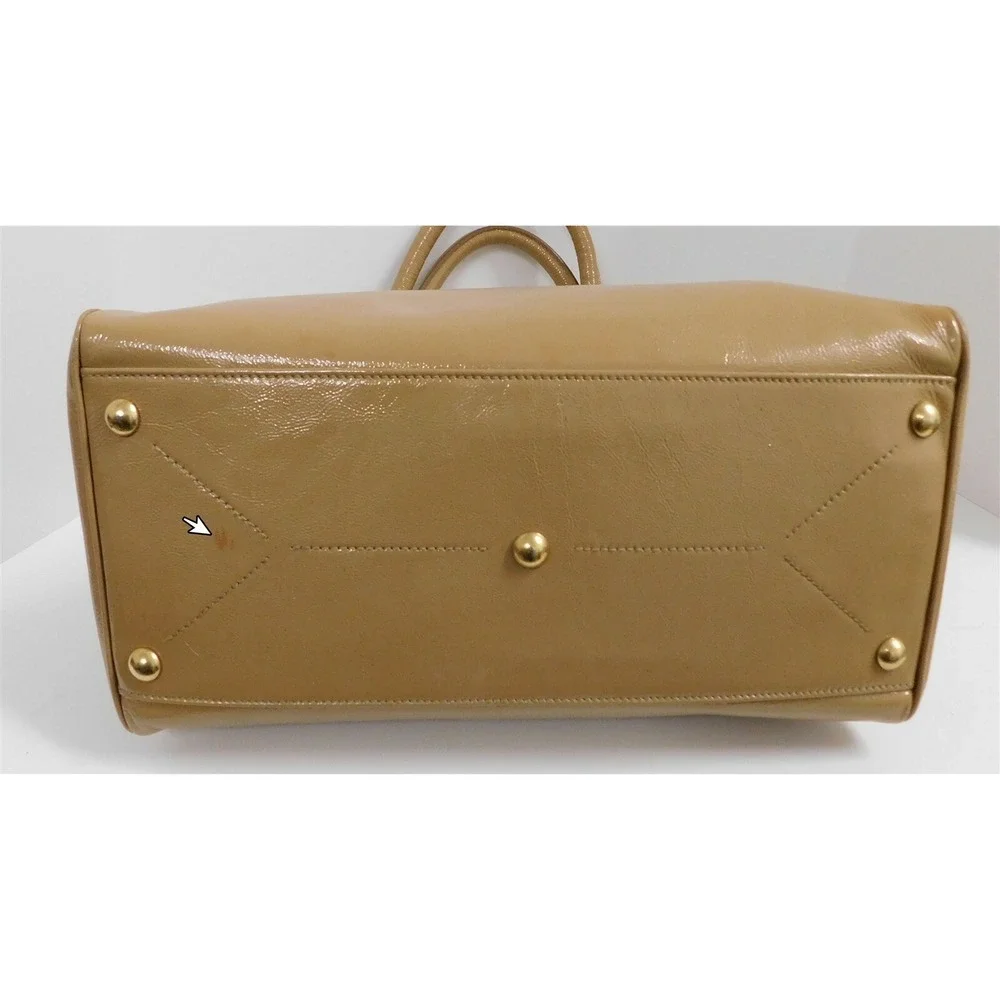 YSL Yves Saint‎ Laurent Majorelle Beige Patent Leather Large Satchel Bag Italy